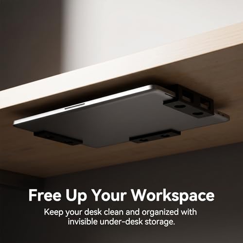 3 PCS Under Desk Laptop Mount, Universal Laptop Under Desk Mount Hidden Docking Station Holder, Space-Saving for MacBook Neo, Dell Laptop, Tablet, Keyboard, Cable Box, Network Switch