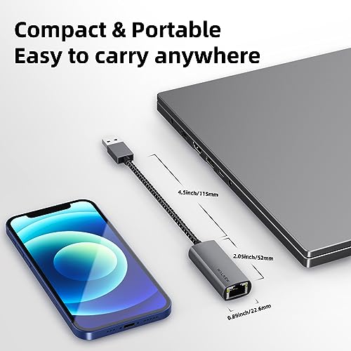 USB 3.0 Ethernet Adapter, WALNEW 1000Mbps Gigabit USB to Ethernet LAN Network Adapter, Aluminum USBA Male to RJ45 Female Cable Converter for MacBook,Chromebook,Surface, Laptop,Desktop,PC | Plug & Play, USBA to RJ45 Female LAN for MacBook, Chromebook, Surf