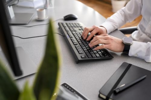 Cherry KC 1000, Wired Keyboard with Number Pad for PC/Laptop, Plug & Play (USB-A Connection), Slim Design, Whisper Quiet Typing, 4 Hot Keys, QWERTY, Black - color: Black