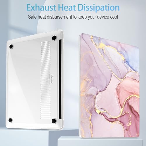 Mektron Case for 13.8" Microsoft Surface Laptop 8/7 (2026/2024) Surface Laptop 13.8 Inch Cover Fits Model 2036, Keyboard Cover +Screen Protector +Dust Plugs, Pink Marble - color: Pink Marble