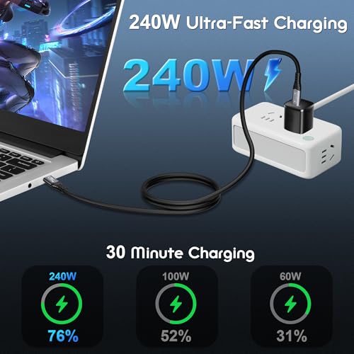[80Gbps,16K,240W Thunderbolt 5 Cable,USB4 Gen4 for Thunderbolt 4,16K@60Hz/Dual 8K@60Hz Video, 240W, for MacBook Pro,Hub,Dock,eGPU,Laptops,Display usbc to usbc Monitor Cable 6.6FT/2m - size: 6.6FT/2m