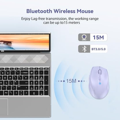 TECKNET Bluetooth Mouse, Wireless 6 Buttons 2-Yr Battery, Lavender | BT 5.0/3.0, 6-Level DPI to 4800, Wide OS Compatible, Ergonomic for M/L Hands, Extended Battery - color: Lavender