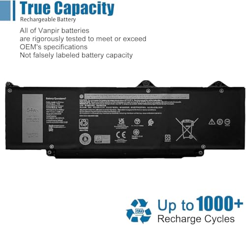 R73TC DR02P Laptop Battery Replacement for Dell Latitude 5440 5450 5540 5550 Precision 3480 3490 3580 3590 Series 0V042N V042N 11.4V 54Wh - size: 10.37*3.38*0.18 inch R73TC