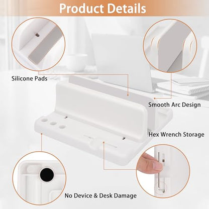 Vertical Laptop Stand Holder, ABS Organizer with Adjustable Dock, 3/4 in 1 Design Extra Storage Space-Saving, Sturdy Laptop Computer Holder for PC, MacBook, Mini PC, iPad (White, 1 Slot) - color: White