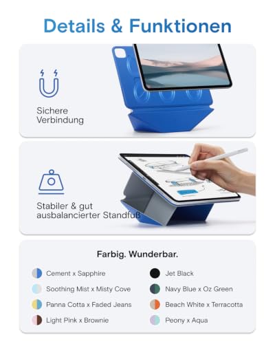 MOFT Dynamic Folio Tablet Stand for Desk Compatible with iPad Pro 12.9" (6th 2022 | 5th 2021 | 4th 2020), Slim Magnetic Tablet Holder Case with 20+ Viewing Angles, Beach White x Terracotta - color: Beach White x Terracotta, size: iPad Pro 12.9"(6th 2022/5