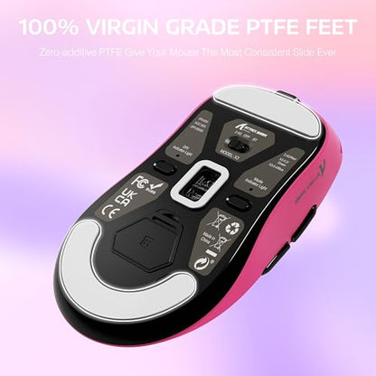 MANBASNAKE Attack Shark X3 49g Lightweight Wireless Gaming Mouse, Berry | Triple Mode Ergonomic Computer Mouse, PAW3395 26K DPI Sensor,200h Battery Life, Programmable Buttons for PC/Mac/Win - color: Berry