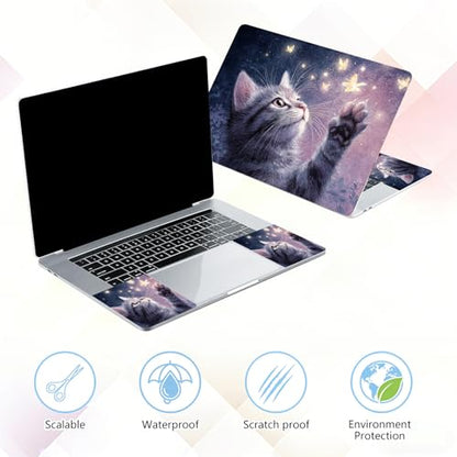 Laptop Skin Sticker Decal 15-15.6 Inch with Cute Mouse Pad, Universal Reusable Vinyl Sticker for 12.1 13 13.3 14 15.4 Inch Netbook and Notebook PC, Cute Cat Butterflies - color: Cute Cat Butterflies