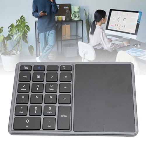 XUMIUZIY Numeric Keypad, 22 Keys Dual Modes Bluetooth4.2 Wire Less Number Pads with Touchpad, Slim External Numpad Keyboard for Laptop Desktop PC (Dark Gray) - color: Dark Gray