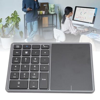XUMIUZIY Numeric Keypad, 22 Keys Dual Modes Bluetooth4.2 Wire Less Number Pads with Touchpad, Slim External Numpad Keyboard for Laptop Desktop PC (Dark Gray) - color: Dark Gray