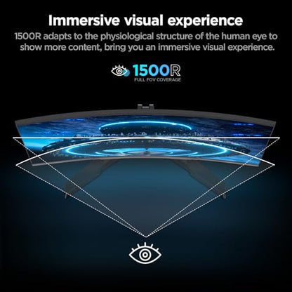 KOORUI 24 inch Curved Gaming Monitor 180Hz FHD 1080P, 1ms 1500R Display | Adaptive Sync, 99% sRGB, HDMI×2 and DisplayPort, Eye Care, VESA, Tilt, FPS & Console Gaming, Bedroom/Dorm Setup - size: 24inch 180Hz/FHD/Curved