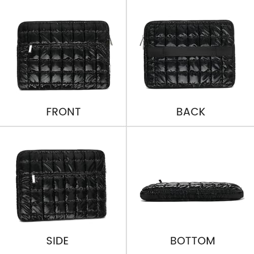 Canvas Life 360 Protective Plush Laptop Sleeve 14-14.4-inch Laptop Sleeve Bag Compatible with HP, Lenovo, Dell, ASUS, MacBook Pro 14-inch - Quilted Design (Black, 14 inch / 14.0 inch) - color: Black