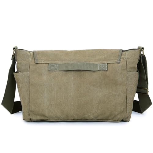 Sechunk Canvas Large Messenger Bag Shoulder bag Cross body bag Crossbody Bag - color: Army Green, size: Large