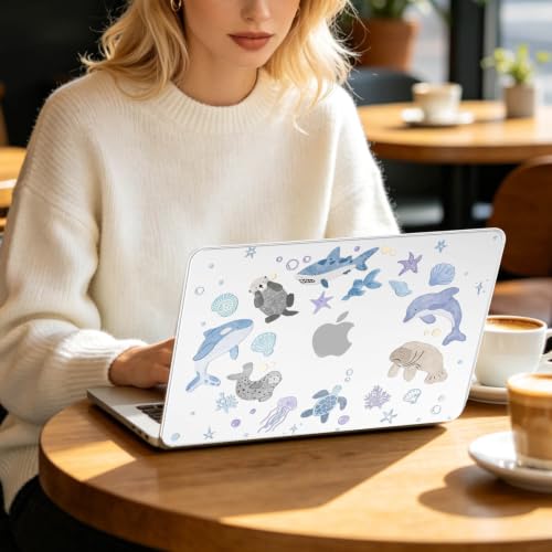 Feams for MacBook Neo 13 Inch Case 2026 A3404, Stylish Protective Clear Case Hard Shell Transparent Cover for MacBook Neo 13 Inch 2026 (A18 Pro Chip) with Keyboard Cover, Ocean Creatures - color: Ocean Park