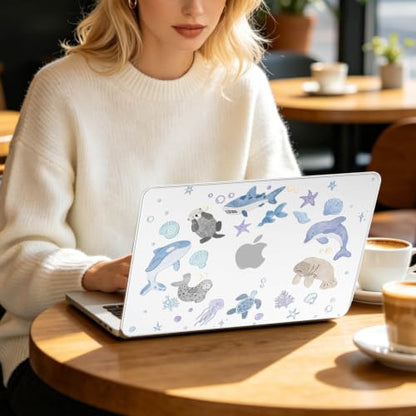 Feams for MacBook Neo 13 Inch Case 2026 A3404, Stylish Protective Clear Case Hard Shell Transparent Cover for MacBook Neo 13 Inch 2026 (A18 Pro Chip) with Keyboard Cover, Ocean Creatures - color: Ocean Park