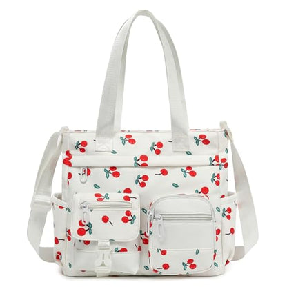 Phaoullzon Kawaii Messenger Bag Cute Purse Girls/Teens Crossbody Tote for Work - color: Cherry Leaf, style: Medium
