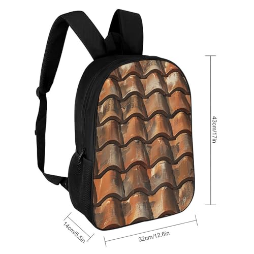 17-Inch Laptop Backpack Water-Resistant Brown Tile Roof Daypack with Shoulder Strap Lightweight Casual Rucksack for Travel Commuter Hiking Outdoor Activities 20l Black