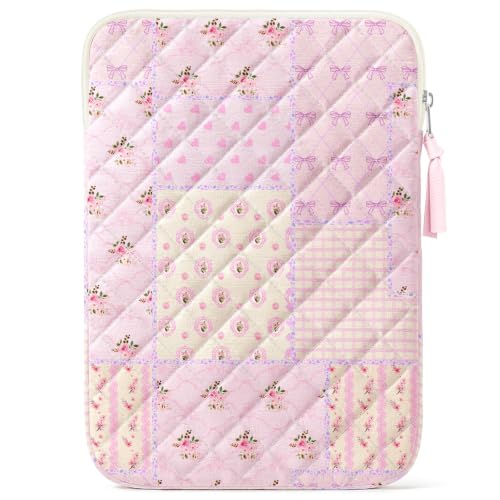 11.6 inch Cotton Quilted Laptop Sleeve for Women, Aesthetic Puffy Laptop Case Carrying Bag Compatible with MacBook Air/Pro 10-11.6, Soft Computer Liner Bag (Purple Patchwork, 11.6 inch) - color: Purple Patchwork, size: 11.6 inch