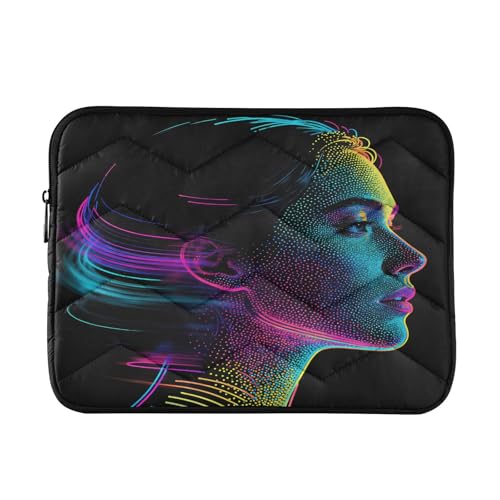 Neon Human Black 15-16 Inch Quilted Laptop Sleeve Case Soft Notebook Protector Bag Computer Carrying Case - color: Neon Human Black, size: Large