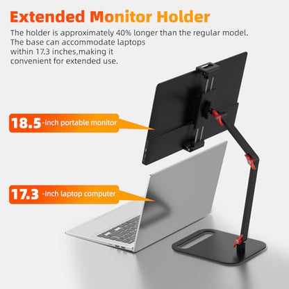 Vertical Portable Monitor Stand, Upgrade Knob Adjustment Portable Monitor Holder for 15.6 17.3 18.5 Inch Screen, Ergonomic Travel Monitor Mount, Tablet Stand for iPad 12.9‘’