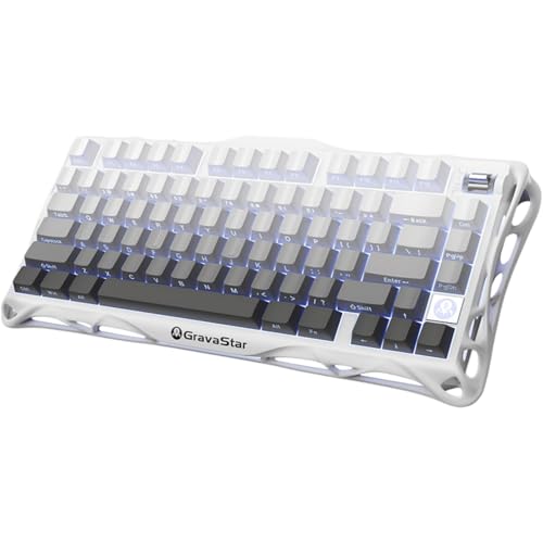 GravaStar Mercury K1 75% Wireless Mechanical Gaming Keyboard, Aluminum Alloy Exoskeleton Design, Gasket Custom Keyboard Hot-Swap Socket, Linear Switches, RGB Backlit【Gradient White】 - color: Gradient White