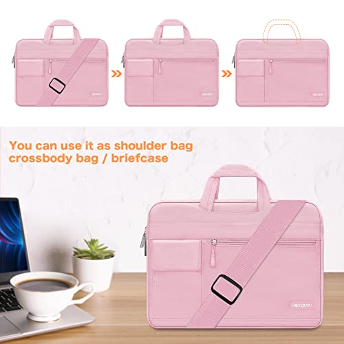 MOSISO Laptop Shoulder Bag Compatible with MacBook Pro 16 inch M5 M4 M3 M2 M1 2026-2019/Pro 15 A1398, HP Acer Dell Lenovo ASUS Notebook,Polyester Flapover Briefcase Sleeve Case, Pink - color: Pink, size: 16 inch