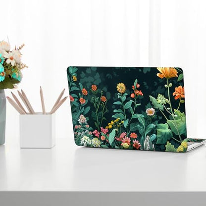 Laptop Skin Sticker Decal,13.3" 14" 15" 15.4" 15.6 inch Laptop Vinyl Skin Sticker Cover, Art Decal Protector with Free 2 Wrist Pads, Green Daisy Leaves - color: Green Daisy Leaves