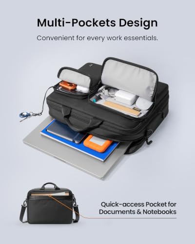tomtoc A33 Laptop Briefcase Shoulder Bag for 15.6-16.2 Inch Laptop, Slim design with expandable large capacity for Accessory & Document Storage, Water-Resistant & Durable Recycled Fabric - size: Fits 16" laptop (Expandable)