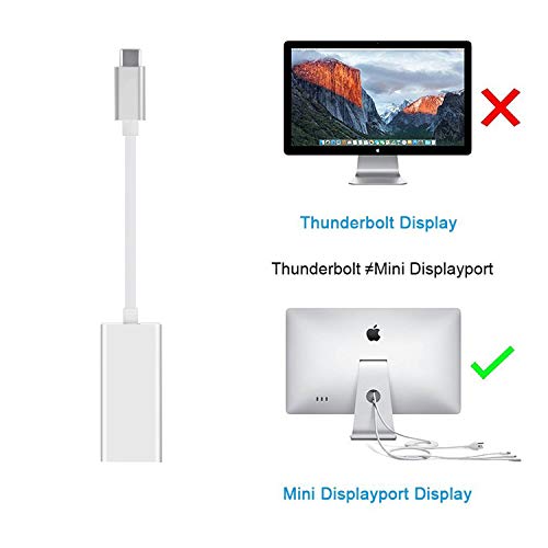 YMY USB C to Mini Displayport Adapter, Type C to Mini DP Converter Compatible with MacBook Pro 2016/2017, Chromebook Pixel, Dell XPS Convert to LED Cinema Display, iMac, Dell Monitor (Silver)