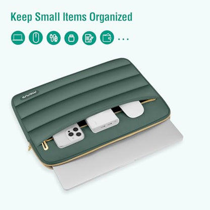 MOSISO Laptop Case 13.3 inch,13-13.3 inch Puffy Laptop Sleeve Compatible with MacBook Neo/Air 13.6 M5 M4 M3 M2 M1/Pro 13/14,HP Dell ASUS Lenovo,Polyester Horizontal Bag with Small Case,Emerald Green - color: Emerald Green, size: 13.3 inch
