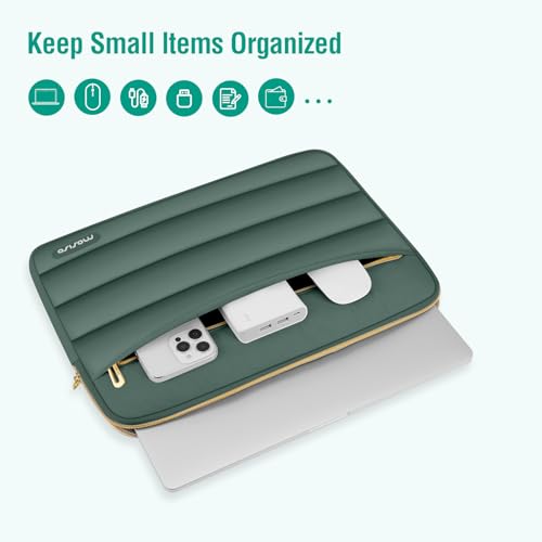 MOSISO Laptop Case 16 inch, 15-15.6 inch Puffy Laptop Sleeve Compatible with MacBook Pro 16 M5 M4 M3 M2 M1, HP Dell ASUS Acer Toshiba Lenovo, Polyester Horizontal Bag with Small Case, Emerald Green - color: Emerald Green, size: 16 inch