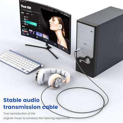 MOSWAG USB to 3.5mm, USB to Audio Jack Adapter with Microphone, PC Laptop to 3.5mm Male AUX Stereo Audio Converter Cord, Nylon Braided Cord Headphone AUX Cable for PC, Laptop, Windows, Home Stereo - size: 2 meters