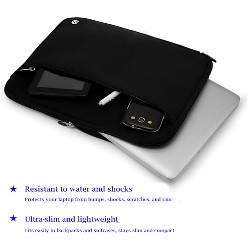 Neoprene Laptop Case | Lightweight Travel Protection | 13" Notebook Compatible Water Resistant Tech Sleeve (Black) - color: Black