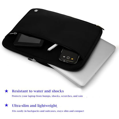 Neoprene Laptop Case | Lightweight Travel Protection | 13" Notebook Compatible Water Resistant Tech Sleeve (Black) - color: Black
