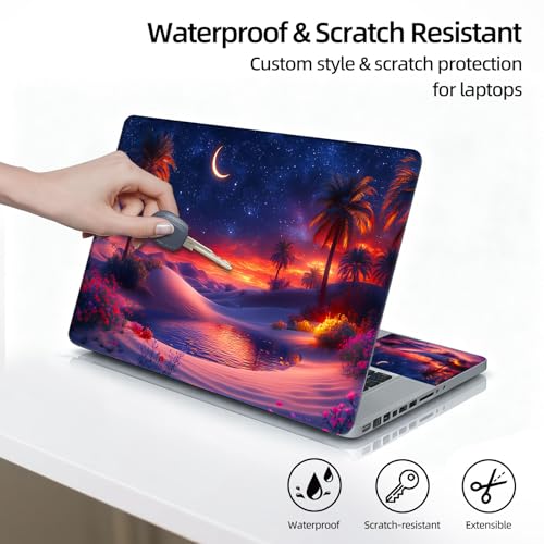 Universal Laptop Skin Sticker Decal, 12"-15.6" Aesthetic Vinyl Wrap, Desert Night Oasis Waterproof Notebook Cover Art Protector for MacBook HP Dell Lenovo, Fits 13" 14" 15" 15.6" - color: Desert Night Oasis