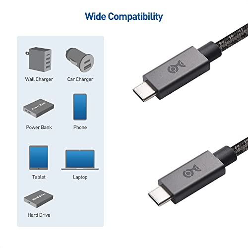 Cable Matters Braided Long USB C Cable, Up to 100W Charging, 10ft, Gary | 480Mbps Data, No Video Support, USB C Charger Cable, Compatible with MacBook Pro, PS5 Controller