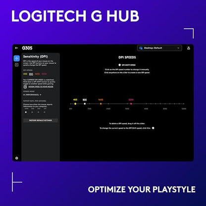 Logitech G305 Lightspeed Wireless Gaming Mouse, Hero Sensor, 12,000 DPI, Lightweight, 6 Programmable Buttons, 250h Battery, On-Board Memory, Compatible with PC, Mac - Lilac - color: Lilac, style: Classic