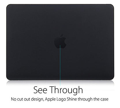 UESWILL Compatible with MacBook (Retina, 12-inch, 2015/2016/2017) Model: A1534, Smooth Soft Touch Matte Hard Shell Case Cover + Microfibre Cleaning Cloth, Black - color: Black, size: MacBook 12"