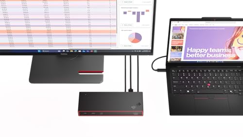 Lenovo ThinkPad USB 4 Smart Dock 5500 w/ 135W Adapter, Supports up to 4 Displays, 100W Power to Laptop, Integrated USB4 Cable, Eclipse Black