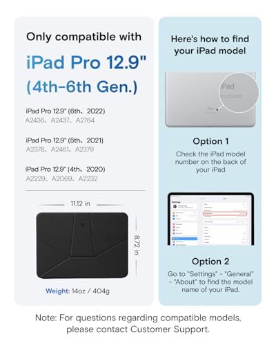 MOFT Dynamic Folio Tablet Stand for Desk Compatible with iPad Pro 12.9" (6th 2022 | 5th 2021 | 4th 2020), Slim Magnetic Tablet Holder Case with 20+ Viewing Angles, Jet Black - color: Jet Black, size: iPad Pro 12.9"(6th 2022/5th 2021/4th 2020)