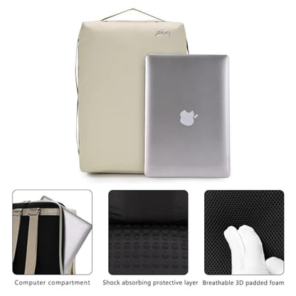 BESMART Waterproof Laptop Backpack 17.3 Inch Shockproof Computer Bag for Men & Women, Lightweight Casual Daypack (KHAKI) - color: Khaki
