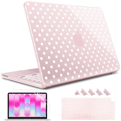 May Chen Compatible with MacBook Neo 13 inch Case 2026 Model A3404, Plastic Hard Shell,Keyboard Cover,Screen Protector,Dust Plug, for MacBook Neo 13" with A18 Pro Chip, Blush Polka dot - color: Blush Polka dot