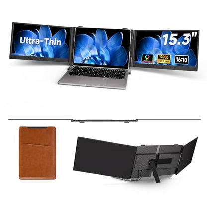 15.3" Laptop Screen Extender, 1200P FHD Ultra-Thin Triple Screen Laptop Monitor Extender, 100% sRGB Travel Portable Monitor for Laptops, Multi Screens Laptops Attachment Compatible with Windows Mac - size: 15.3"