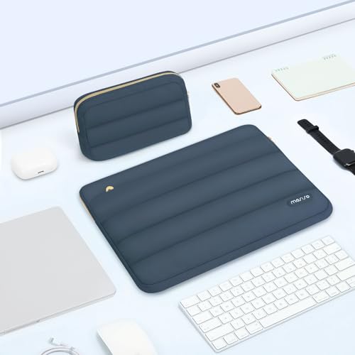 MOSISO Laptop Case 13.3 inch,13-13.3 inch Puffy Laptop Sleeve Compatible with MacBook Neo/Air 13.6 M5 M4 M3 M2 M1/Pro 13/14,HP Dell ASUS Lenovo,Polyester Horizontal Bag with Small Case, Haze Blue - color: Haze Blue, size: 13.3 inch