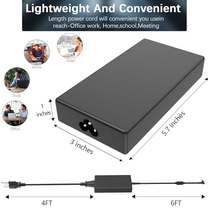 120W 19.5V 6.15A AC Charger for HP USB-C Dock G5 5TW10UT 5TW10AA USB-C/A Universal Dock G2 5TW13AA Envy 15 17 Series Omen 15-5000 5100 5200 710415-001 L41856-001 Power Supply Adapter Cord