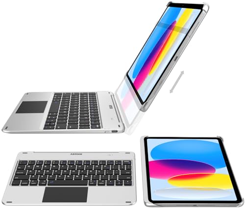 Arteck iPad 11th 10th Generation Keyboard Case, Folio Cover, Multi-Touch Trackpad, Detachable Bluetooth Keyboard for iPad (A16) 11th/10th Gen