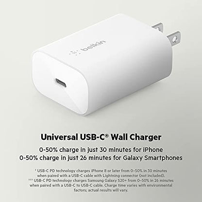 Belkin USB C Charger Block 25W - Power Delivery PPS Super Fast Charging - Apple iPhone 17, Air, Pro, AirPods, Samsung Galaxy S25, iPad, AirPods, Google Pixel 10, Nintendo Switch 2 & More - White - style: Old Gen