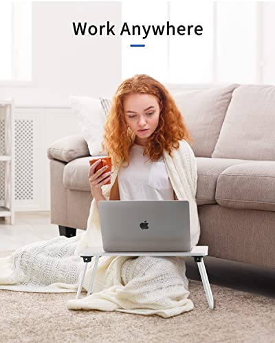 Ruxury Folding Lap Desk Laptop Stand Bed Desk Table Tray, Breakfast Serving Tray, Portable & Lightweight Mini Table for Sofa Couch Floor - White - color: White
