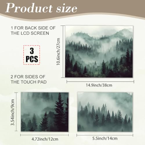 PLIGREAT Fog Forest Laptop Skin Sticker Decals Universal Size Fits 12" 13" 13.3" 14" 15 Inch Laptop Removable Waterproof Green Tree Aesthetic Notebook Decals PC Protector Cover Sticker