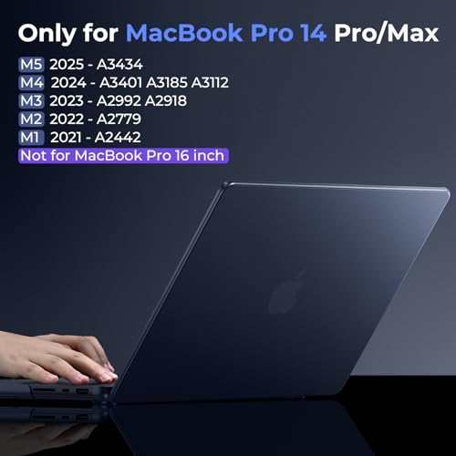 BlueSwan Matte Case for MacBook Pro 14 M5 M4 M3 M2 M1 Pro/Max 2026-2021 | 100% Color Match, Anti-Fingerprint, Anti-Scratch,Ultra Thin, Hard Shell Protective Cover, Matte Midnight - color: Matte Midnight