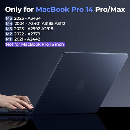 BlueSwan Matte Case for MacBook Pro 14 M5 M4 M3 M2 M1 Pro/Max 2026-2021 | 100% Color Match, Anti-Fingerprint, Anti-Scratch,Ultra Thin, Hard Shell Protective Cover, Matte Midnight - color: Matte Midnight